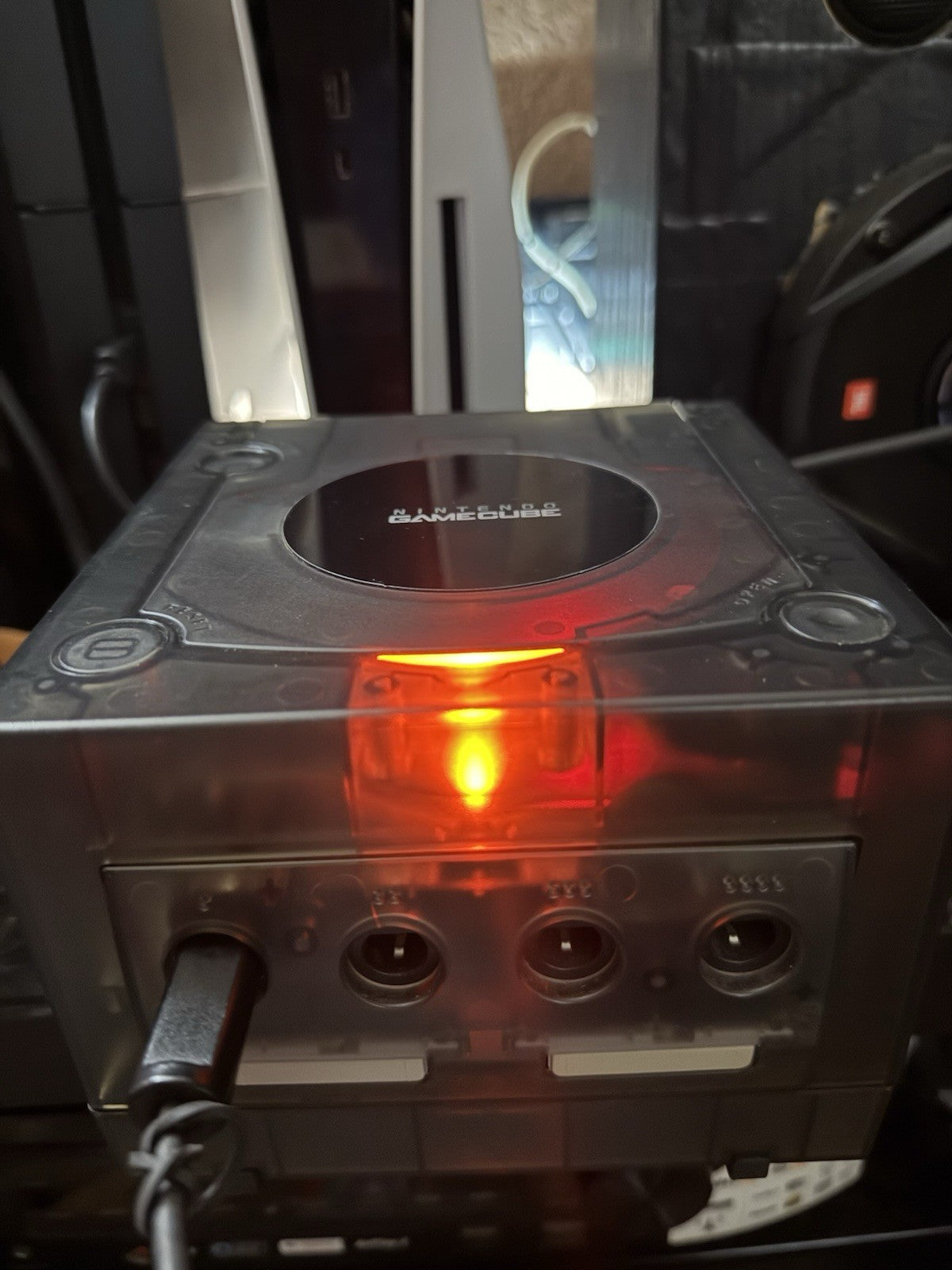 Nintendo GameCube Console–Smoke Black Clear Shell + RetroGEM HDMI + GCLoader ODE